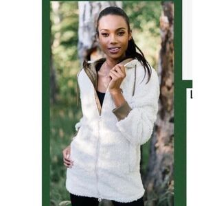 Zyia Active Cream Colored Sherpa
Fleece Hooded Teddy Jacket - Size: XS